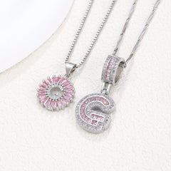 2-Pack Pink CZ Initial Necklaces