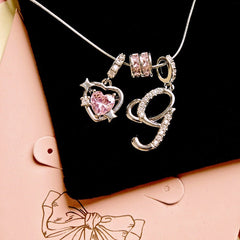 Initial & Pink Crystal Necklace