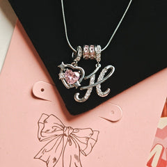 Initial & Pink Crystal Necklace