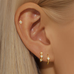 3-Pair Stacking Hoop Earrings Set