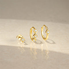 3-Pair Stacking Hoop Earrings Set