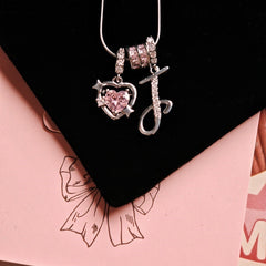 Initial & Pink Crystal Necklace