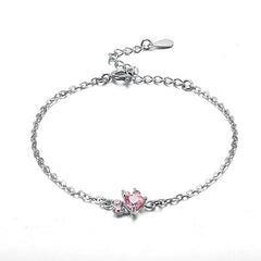 Rose Gold Paw Jewelry Set – 4 Pieces with Zirconia Heart (Ring, Necklace, Earrings, Bracelet)