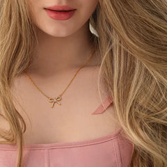 Sparkly Bow Pendant Necklace