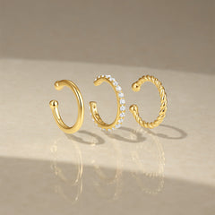 3-Pair Stacking Hoop Earrings Set