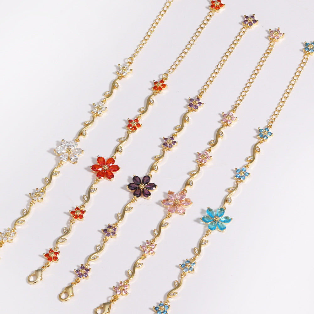Blooming Crystal Flower Bracelet