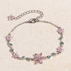 Sweet Pink Blossom Crystal Bracelet