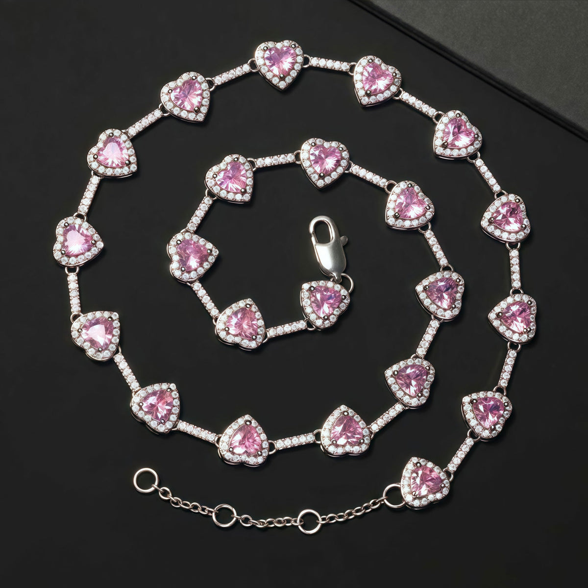 Pink Heart Crystal Zirconia Necklace