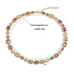 Colourful Square Crystal Necklace