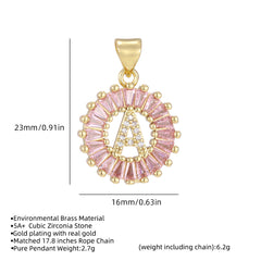 2-Pack Pink CZ Initial Necklaces