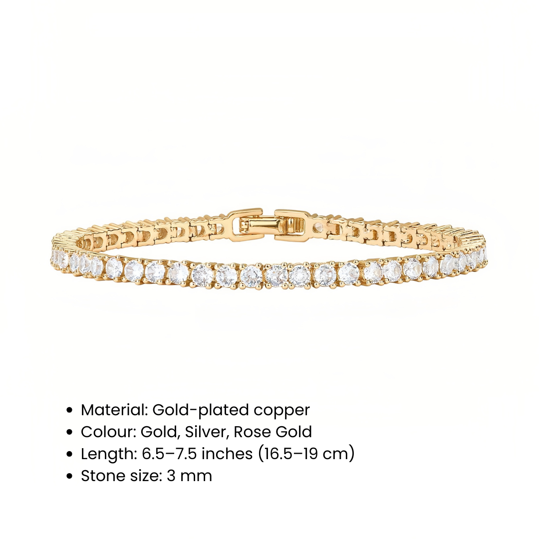 3mm Cubic Zirconia Tennis Bracelet