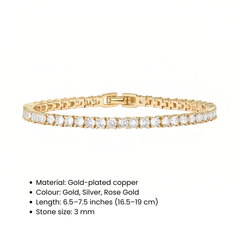 3mm Cubic Zirconia Tennis Bracelet