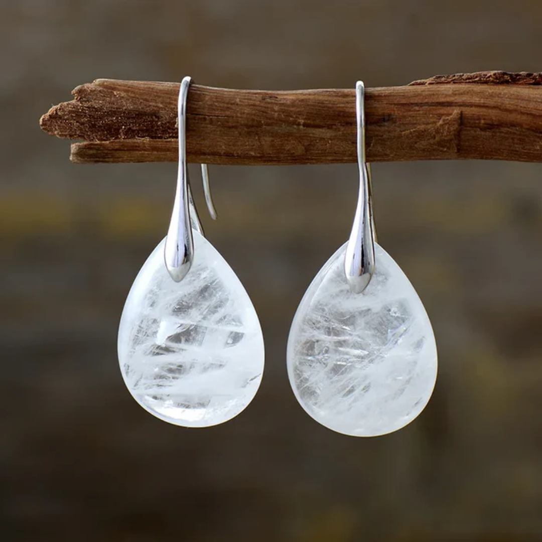 Teardrop Amethyst Natural Stone Earrings
