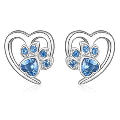 Paw and Heart Earrings with Zirconia