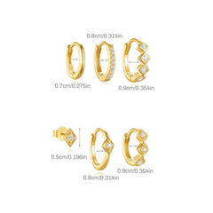 3-Pair Stacking Hoop Earrings Set