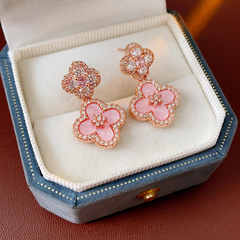 Dainty Pink Clover Bracelet Set