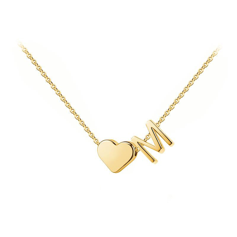 Tiny Heart Initial Necklace