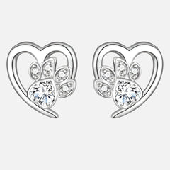 Paw and Heart Earrings with Zirconia
