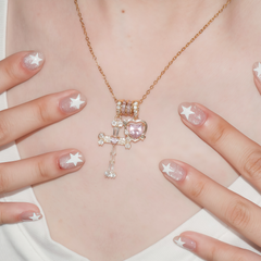 Crystal Cross & Heart Necklace