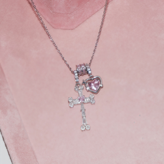 Crystal Cross & Heart Necklace