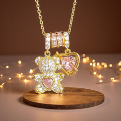 Bear & Heart Pendant Necklace