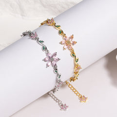 Sweet Pink Blossom Crystal Bracelet