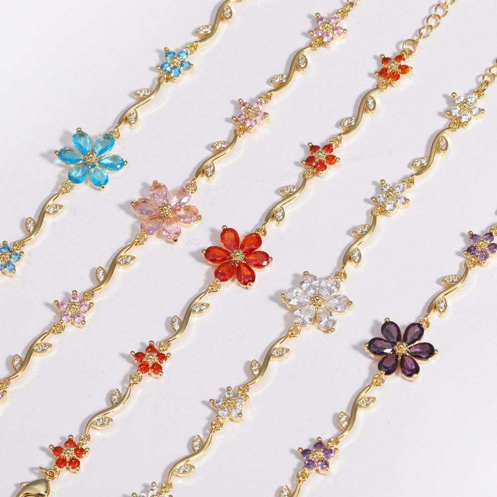 Blooming Crystal Flower Bracelet