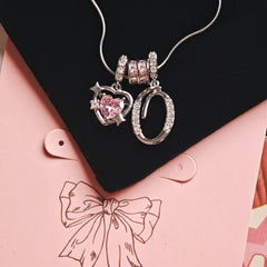 Initial & Pink Crystal Necklace