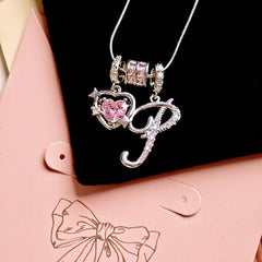 Initial & Pink Crystal Necklace