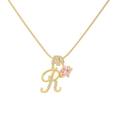 Initial & Heart Zircon Necklace