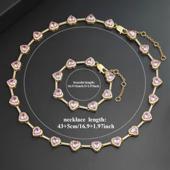 Pink Heart Crystal Zirconia Necklace