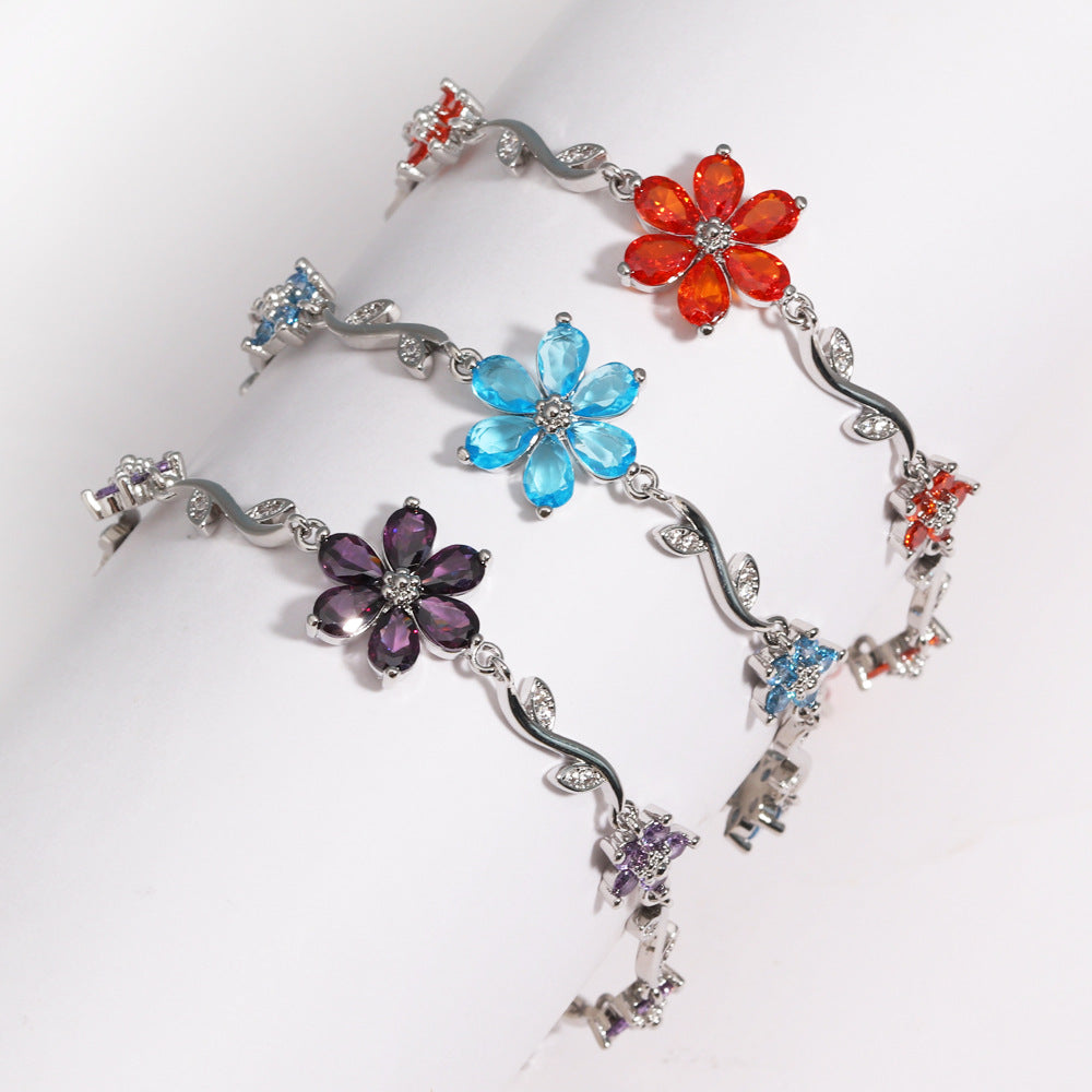 Blooming Crystal Flower Bracelet
