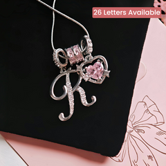 Initial & Pink Crystal Necklace