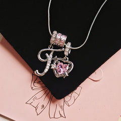 Initial & Pink Crystal Necklace
