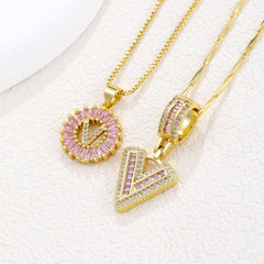 2-Pack Pink CZ Initial Necklaces