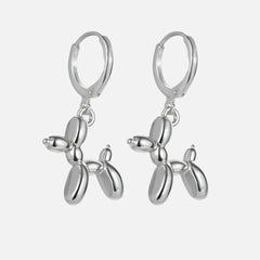 Gold Huggie Earrings with Mini Balloon Dog Charm