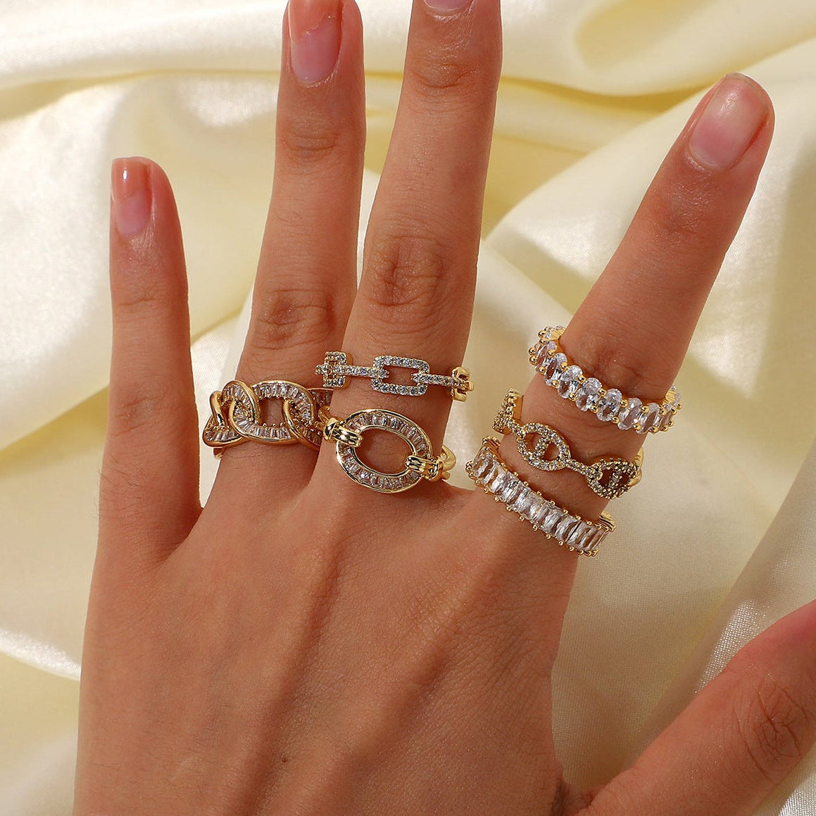 Gold Plated CZ Stackable Ring