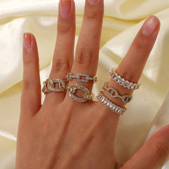 Gold Plated CZ Stackable Ring