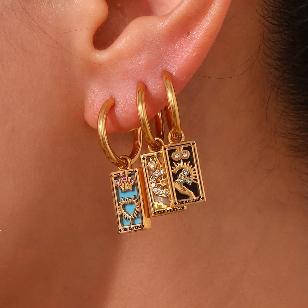 The Star - Tarot Card Gold | Silver Hoop Earrings
