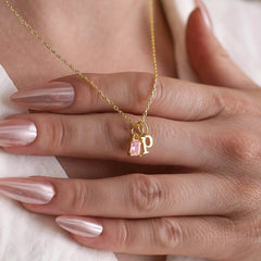 Initial & Birthstone Necklace