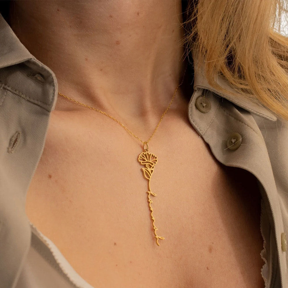 Personalised Birth Flower Necklace