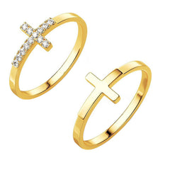 Thin Cross Stackable Ring Set