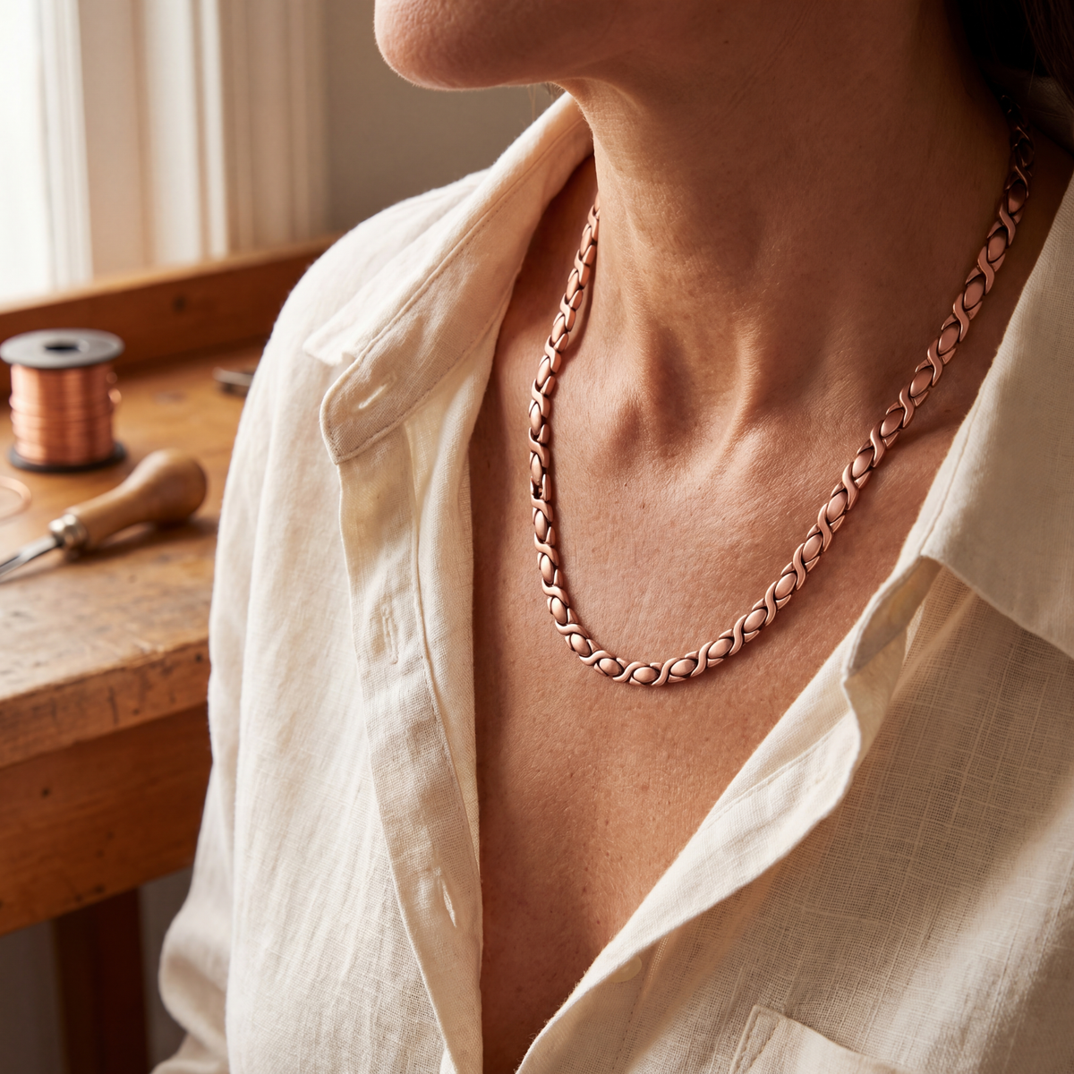 Cedar Chain Copper Necklace