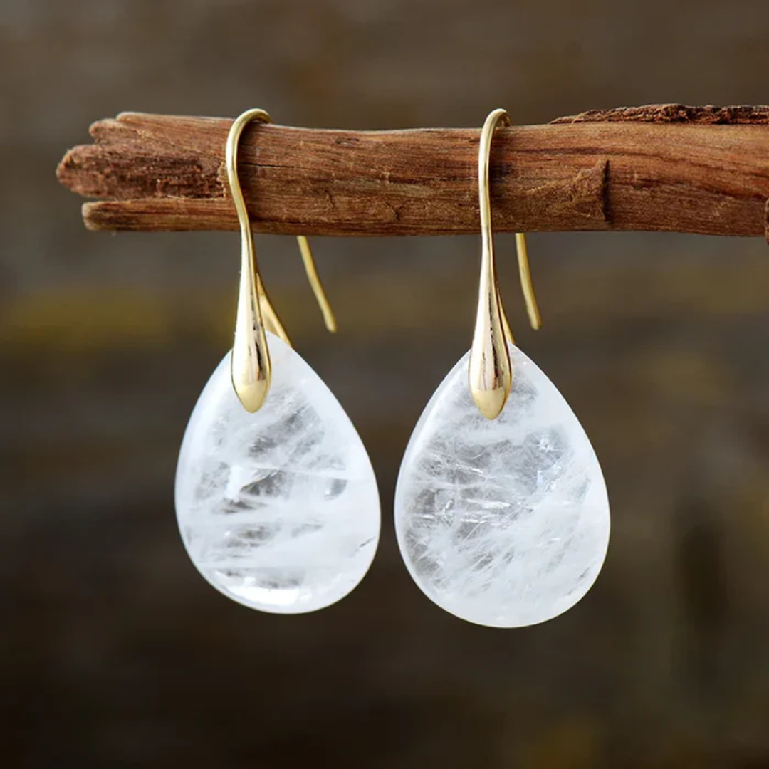 Teardrop Amethyst Natural Stone Earrings