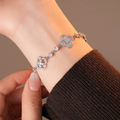 Dainty Pink Clover Bracelet Set