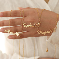 Personalised Butterfly Birth Month Necklace