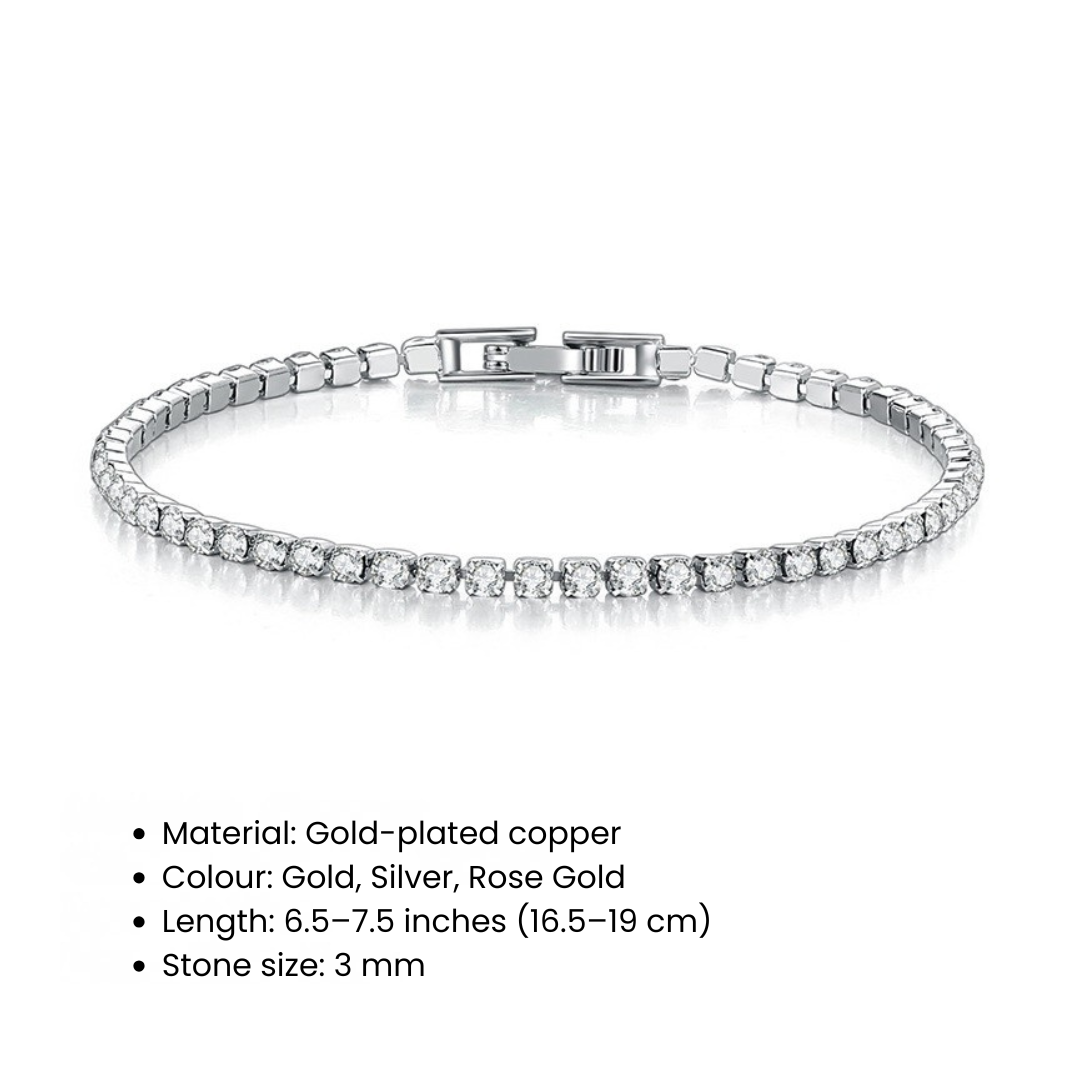 3mm Cubic Zirconia Tennis Bracelet