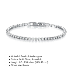 3mm Cubic Zirconia Tennis Bracelet