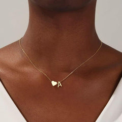 Tiny Heart Initial Necklace