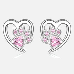 Paw and Heart Earrings with Zirconia